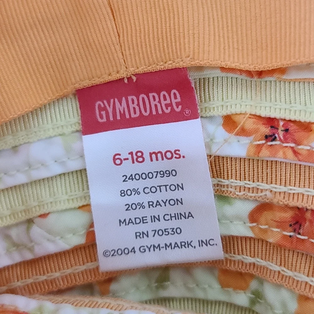 GYMBOREE VINTAGE Grosgrain Ribbon Bucket Hat Sun Beach Baby Girls 6-18 Months